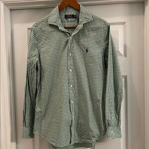 Polo by Ralph Lauren Men's Green and Blue Plaid Shirt Medium